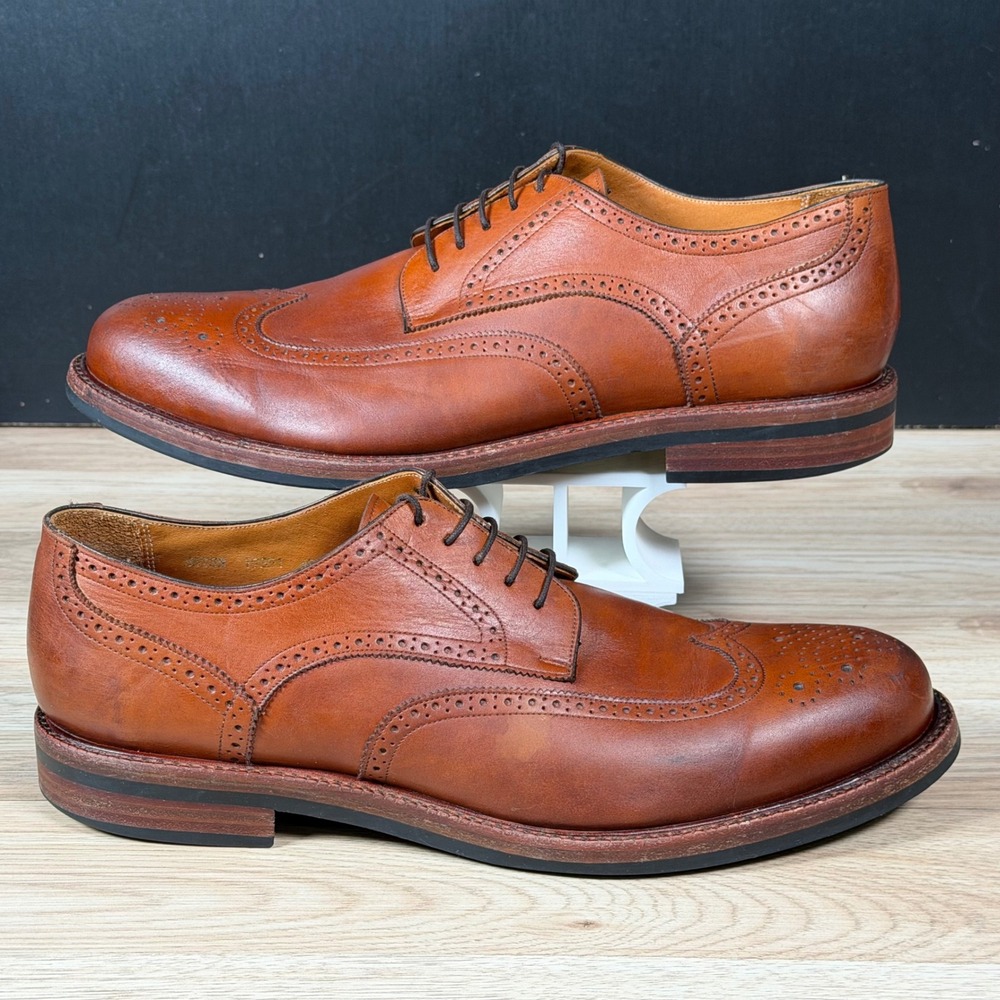 Beckett Simonon Kent Derby Shoes Mens 14 Oak Leather Wingtip Brogue Medallion